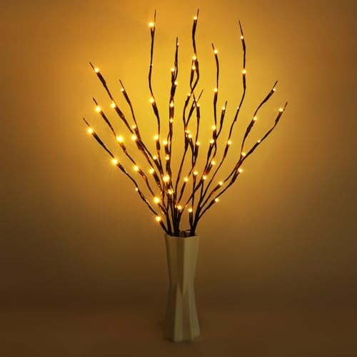 URAQT Led Branch Lights, 3 Pack 73cm Flexible Branch Decoration Light for Indoor Home Shop Windows Vase Table Living Room, Warm Color
