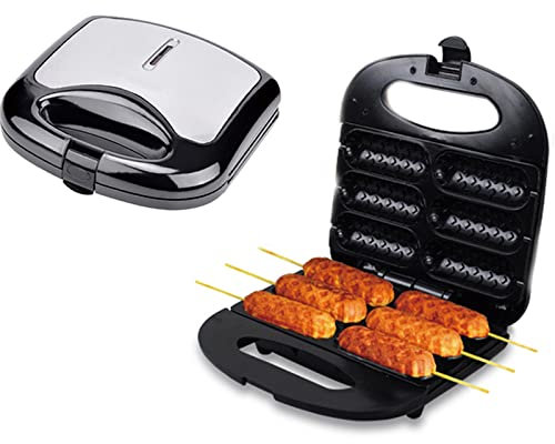 Máquina Para Hacer Gofres Para Perritos Calientes Con Capacidad Para 6 Perritos Calientes Y Placa Con Revestimiento Antiadherente, Haga Perritos De Maíz En Minutos, Para Fiestas De Barbacoa De Verano