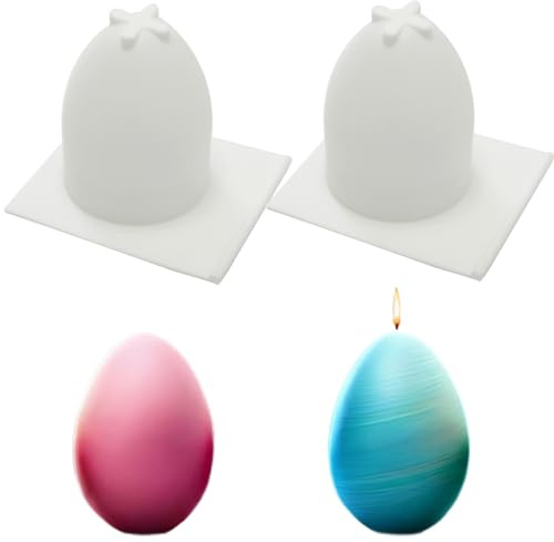 Junhui 2PCS Moldes de Silicona para Pascua, 3D Molde Silicona Huevo de Gallina, Moldes de Fundición de Velas para Chocolate, Pasteles, Velas Perfumadas, Jabones, Regalos de Pascua