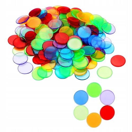 XKSOCT 100 PCS Bingo Jetons,15mm Counting Chip en Plastique Colorém, Marqueur Bingo, Loto Jeton, pour Jeu de Société Multicolore