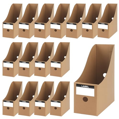 JEUIHAU Lot de 20 porte-revues en carton avec étiquettes, organisateur tiroir documents en carton pour dossiers, papeterie, bureau