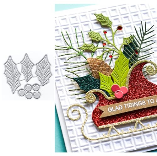 Stechpalmen-Stanzformen für Kartenherstellung, Pflanzen-Metall-Stanzformen für Papier, Scrapbooking, DIY-Schablonen für Album, Party, Hochzeit, Festivals, Dekoration