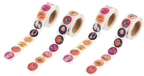 Toyvian 4rollen Halloween Aufkleber Selbstklebende Etiketten Für Süßigkeitenbeutel Dekorationen Und Partybedarf Für Feiern Und Feste