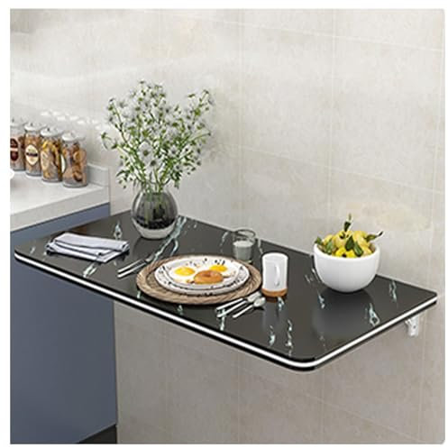 HOFUNTRE Wandtisch Klappbar，Wandklapptisch ，Tischplatte Aus Schiefer, Feuerfest Und HochtemperaturbestäNdig, Wasserdicht, Leicht Zu Reinigen, Stabil Und TragfäHig(Black,70cm*30cm/27.6in*11.8in)