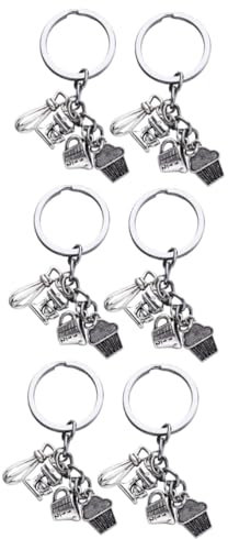 TINEASUR 6piezas Llaveros De Diseño De Pastel y Batidor De Adornos Para Claves De Cocina y Accesorios De Horneado