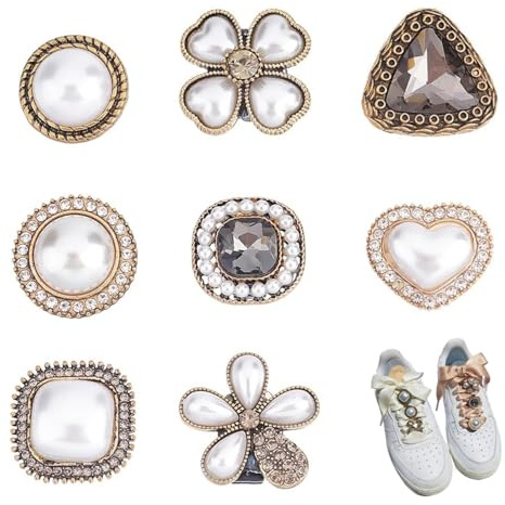 8PCS Lacets Breloques, Bijoux De Chaussures Décoration Accessoires De Chaussure En Strass Avec Boucle Rétro Perle Cristal Chaussures Décorations De Chaussures De Bricolage