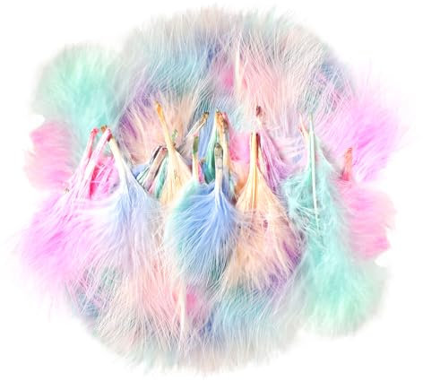 Lunaanda 100 Stück Federn, Bunte Federn zum Basteln, Macaron Farben Federn Natürliche Feder Deko Bastelfedern, Feder Deko für DIY Ohrring, Hochzeit, Traumfänger, Kopfschmucksfedern (Macaron-Farbe)