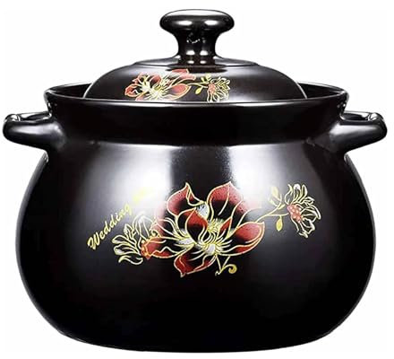 Runde Schwarze Auflaufform aus Keramik mit Deckel, Tontopf, irdener Topf, hitzebeständige Suppenschüsseln, Suppentopf, Keramik-Kochgeschirr für Shabu Shabu Hot Pot, Bibimbap-Soßenpfanne, Milchdampfer