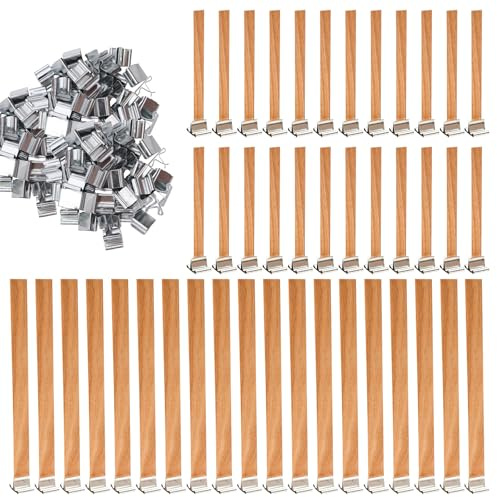 100 Stück Holzdochte für Kerzen12.5 x150 mm und 8 x 90 mm Holzdocht mit 50 Stück Eisenständer Holzkerzendocht Kerzendochte für Kerzen Kerzen Dochte für DIY Kerzenprojekte Handwerkliche