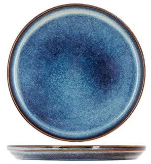 Cosy & Trendy Lot de 4 Assiettes dessert en Grès Jade, Indigo,D22,5Xh2,5 cm