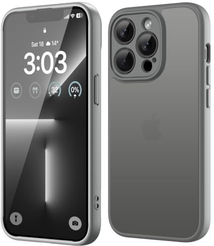 ORDA für iPhone 13 Pro Hülle, Vollständiger Kameraschutz, Grau | Matt Handyhülle für iPhone 13 Pro,Stoßfest Kratzfest Transluzente Rückseite Schutzhülle, Anti-Fingerabdruck Case