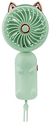 Portable Handheld Fan, Mini Hand Held Fan with Rechargeable Battery and 3 Speeds, Cute Personal Small Electric Fans Foldable Desk Desktop Fans for Home Office Bedroom Outdoor Travel (Green, Cat)