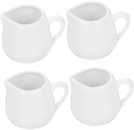 UKCOCO Lechera De Cerámica Con Mango 100 Ml, Jarra De Salsa Creativa, Mini Olla De Cerámica Para Hogar y Restauración, Set De 4 Piezas
