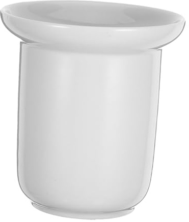 Portascopino Finitura Opaca Bagno in Ceramica Bianca Wc | Tazza per Spazzola Wc, Impugnatura Confortevole, Uso Versatile, per Casa e Hotel, Lavandino