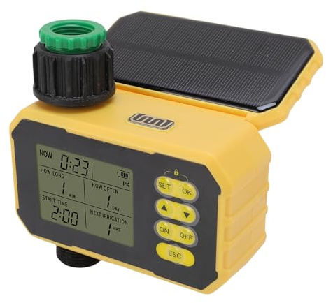 VBESTLIFE Timer de L'arroseur Solaire, Robinet Extérieur de la Minuterie de la Vanne D'arrosage Solaire pour Le Jardin, Fonction de Retard de Pluie, Rechargeable de Type C, pour