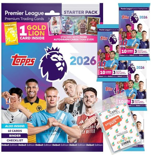 Lot de Topps - Cartes à collectionner Premier League 2025/26 + pochettes exclusives Collect-it (1 démarreur + 5 boosters)