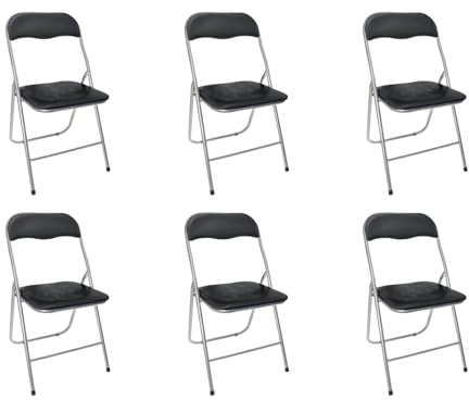 NORDIQ - Pack 6 Sillas Plegables - Silla Plegable - Sillas Comedor y Cocina - Ligeras y Resistentes - Diseño Cómodo para Interior y Exterior - Silla Plegable Acolchada - Negras