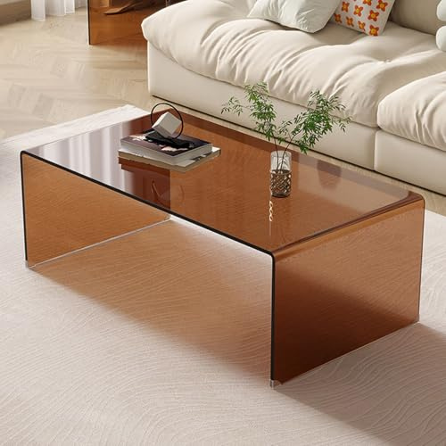 Mesa de café de cristal - Mesa central moderna para sala de estar u oficina en casa, diseño simple para espacios pequeños