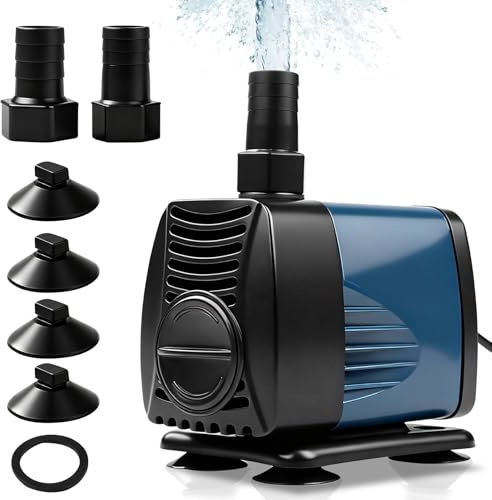 Nikou Mini Bomba de Agua, Bomba de Agua Sumergible 3000L/H 45W Silenciosa, con Cable 1,8 m, Accesorios para Acuarios, Estanques, Fuentes, Hidropónica, Uso en Agua y Tierra