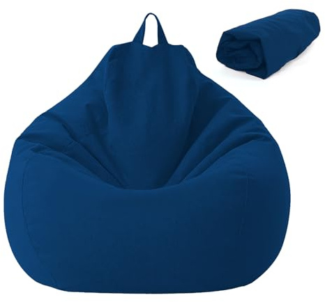 Yunlaishaocer Poltrona Sacco Bambini e Adulti, 80x90 CM Bean Bag Senza Imbottitura, Pouf Morbido Sacco con Chiusura Lampo, Antipolvere Fodera per Poltrona a Sacco, adatto Soggiorni, Camere (Blu)