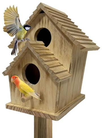 Casetta in legno per uccelli, casa per mozzi in giardino, casetta con piastrelle da giardino, per proprietari amanti della natura, cortile posteriore, terrazza, balcone, , scuola esterna