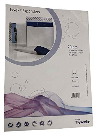 Tyvek Faltenversandtaschen hohe Kapazität starkes Material E4 406 x 305 x 50 mm 20 Stück weiß