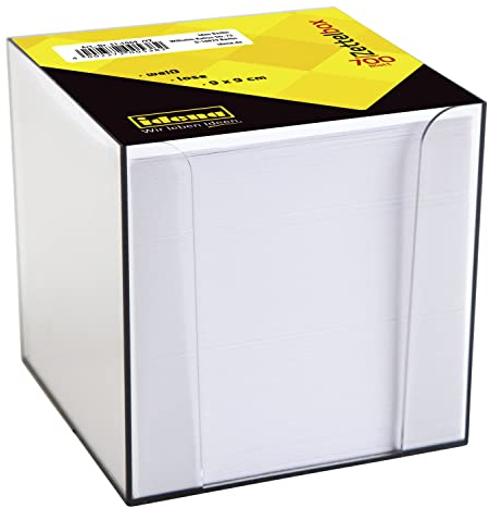 Idena 311069 - Zettelbox, 9 x 9 x 10 cm, 80 g/m², 700 Blatt, lose, weiß, 1 Stück