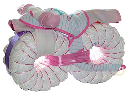 Gâteau de couches moto rose - Moto de couches fille - Cadeau de naissance, baby shower et baby shower