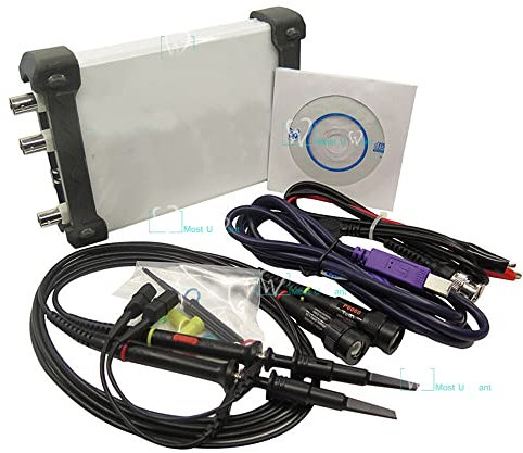 équipement de test PC basé USB numérique Oscilloscope virtuel 2 CH 20 MHz 60 MSA/S 12 bits ADC Fft Analyseur de spectre DDS