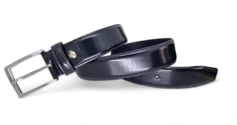 Giorgio Vandelli cintura uomo in vera pelle Blu scuro lucida - Elegante - Made in Italy - Altezza 35mm (90cm Girovita - 105cm Lunghezza totale)