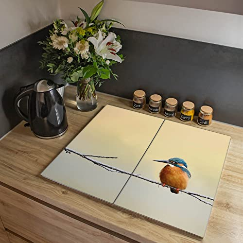 banjado Herdabdeckplatte Glas 2-teilig 60x52cm - Schneidebrett Herdabdeckung - Herdabdeckplatten Ceranfeld 2-teilig - Schneidebrett Glas - Motiv Pause