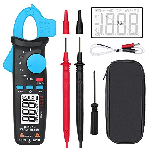 BSIDE ACM81 Digital Clamp Meter 1mA AC Current True RMS Auto-Ranging Ammeter Temperature Diode Ohm V-Alert Voltage Tester with Back Clip