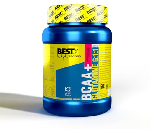 BEST PROTEIN Aminoácidos BCAA + GLUTAMINE | Aminoacidos ramificados con glutamina KYOWA QUALITY® | Retrasa aparición fatiga | Reduce el daño muscular | 500 g = 33 servings (Sandía)