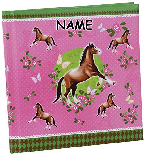 personalisiert mit Name - Poesiealbum Pferde, 165 x 165 mm, 96 Seiten VE = 1