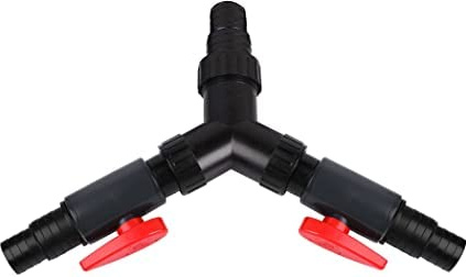 Pondlife CST-02F 3-Wege Verteiler, Schlauchverbinder Y-Stück 25/32/38mm, 2 Absperrhähne, Verbinder Teichschlauch Bachlauf