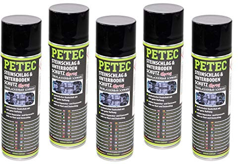 5x PETEC 500 ml Steinschlag & Unterbodenschutz Spray Schwarz überlackierbar