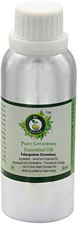 Huile essentielle géranium | Pelargonium Graveolens | Pour diffuseur | Pour cheveux | 100% pur | Distilléé vapeur | Grade thérapeutique | Geranium Essential Oil | 300ml | 10oz By R V Essential