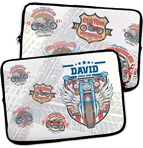 Housse pour Ordinateur Portable et Tablette. Personnalisé avec Nom. Housse Macbook Air 13. Néoprène. Pochette Sacoche pour Chromebook Ultrabook Netbook Tablette. Moto