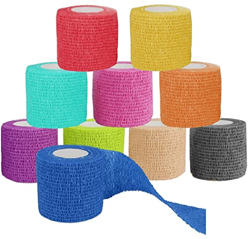 ZESLIV 10 Rouleaux Bandage Autoadhésif Elastique Bande Cohesive 5cm x 4,5m Bande de Contention Elastique pour Poignet Bandage Medical pour Premiers Secours Sports Vert clair