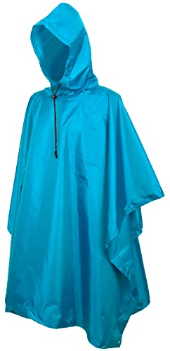 Sensong Regenponcho Wasserdicht Regencape mit Kapuze Multifunktionales Regenmantel Wiederverwendbar Regenkleidung Faltbare Ripstop Damen Herren für Wandern Jagd Camping Angeln Gebrauch Hellblau