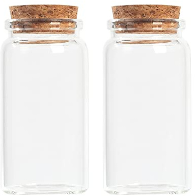 Magic Season Decorative Round Glass Bottles with Cork Stoppers (2 Pcs / 100 ml)