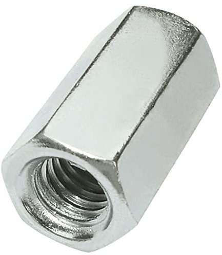 AERZETIX - C58222 - Lot de 10 Écrous de jonction hexagonaux allongés M5x15 mm - écrou de rallonge prolongateur à filetage métrique - en acier zingué