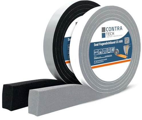 Seal Fugendichtband BG1 - expandierend und einseitig selbstklebendes Kompriband - Quellband Fensterdichtband Dichtungsband in verschiedenen Farben und Abmessungen (10-18mm x 25mm x 3,3m, Schwarz)