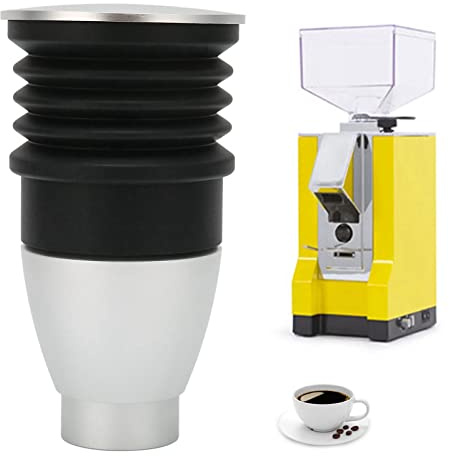 60g Kaffeemühle Single Dose Hopper, Espressobohnenmühle, Kaffeemühle aus Aluminiumlegierung, Blowing Bean Bin Zubehör mit Silikonbalg, für Eureka Mignon(Silber)