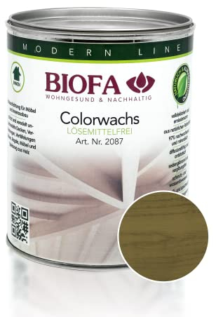 BIOFA Colorwachs lösemittelfrei farbig natürliche Holz-Wachs-Lasur mit Carnaubawachs für Holzdecken, Möbel, Spielzeug Eiche dunkel 1L