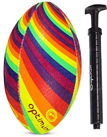 Optimum Rainbow Twister Ballon de Rugby équilibré et réactif pour Une Manipulation précise et des Coups de Pied des balles de Rugby de Haut Niveau – Parfait pour l'entraînement et Le Jeu – Taille 3