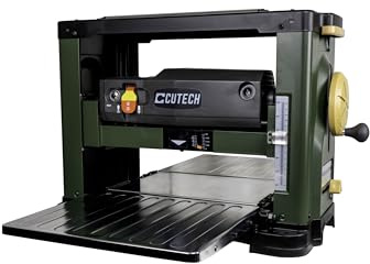 Cutech 40600H 13-Inch Spiral Cutterhead Benchtop Planer with 26 Tungsten Carbide Inserts, Single Speed Feed Rate, Snipe Minimizer, and Board Return Rollers (13-Inch Single Speed)