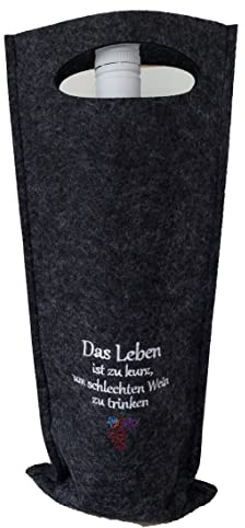 Flaschentasche Geschenktasche Weinflasche - Wein - Sekt bestickt personalisiert
