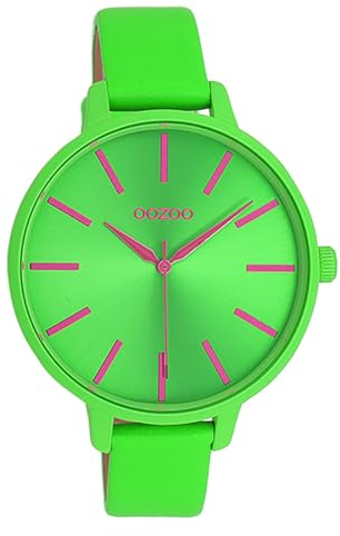 Oozoo Damenuhr mit Lederband Color Line 42 MM Neon Grün C11183
