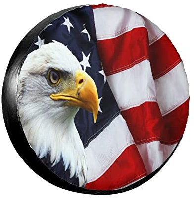 Reifenschutzhülle Amerikanische Flagge Usa-Weißkopfseeadler-Sternenbanner-Flagge Wasserdicht Autoreifen Polyester Radabdeckung Für Trailer Fahrzeuge SUV 16inch